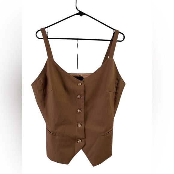 Kancy kole brown button down classy tank top blouse - Picture 1 of 5